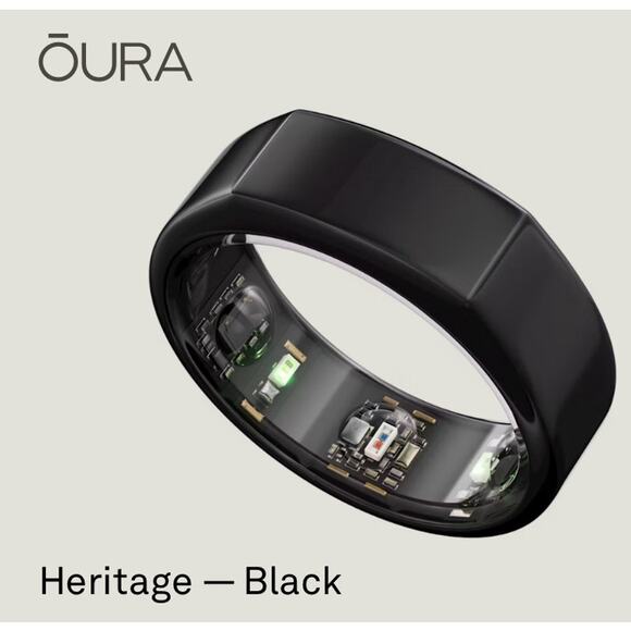 Oura Ring Gen3 Heritage Black Smart Fitness Sleep Tracker Wellness Tech NEW~NIB! - Picture 1 of 16
